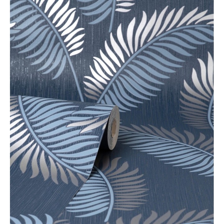 Papel pintado hojas tropicales con detalles metalizados estilo Art Decó - Alan Palmer 681290