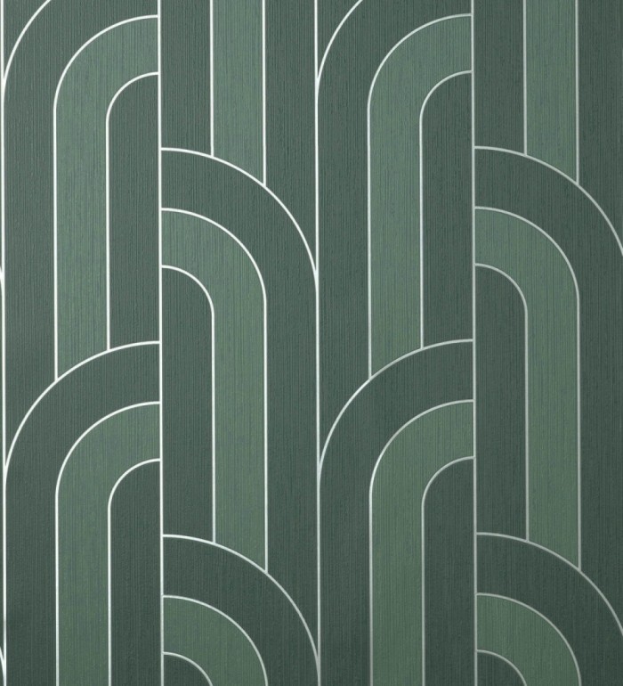 Papel pintado geométrico con líneas metalizadas estilo Art Decó - Century Lines 681291