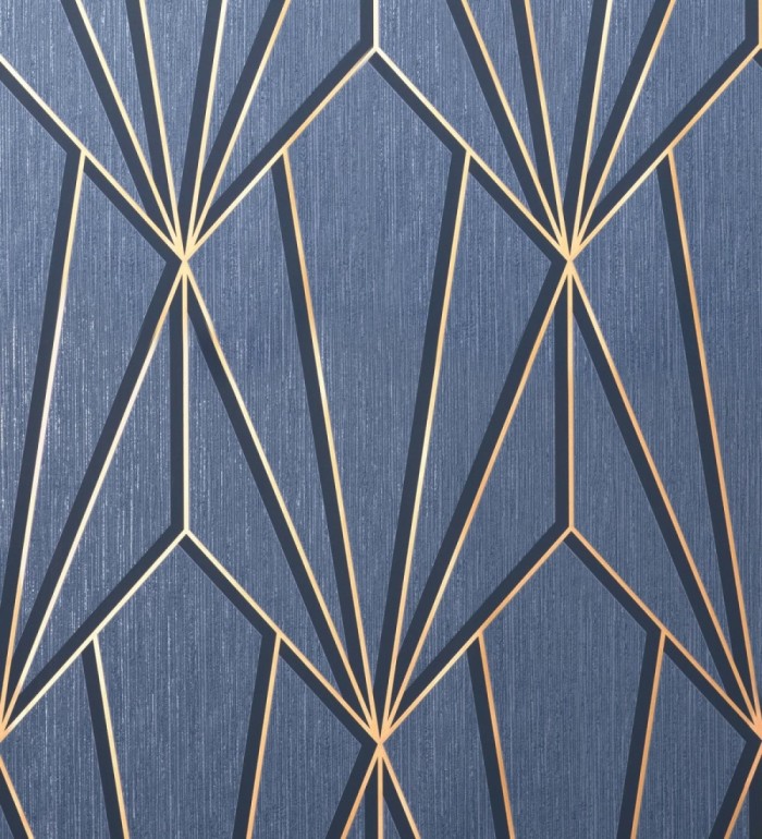 Papel pintado geométrico con líneas metalizadas estilo Art Decó - Cartier Lines 681296