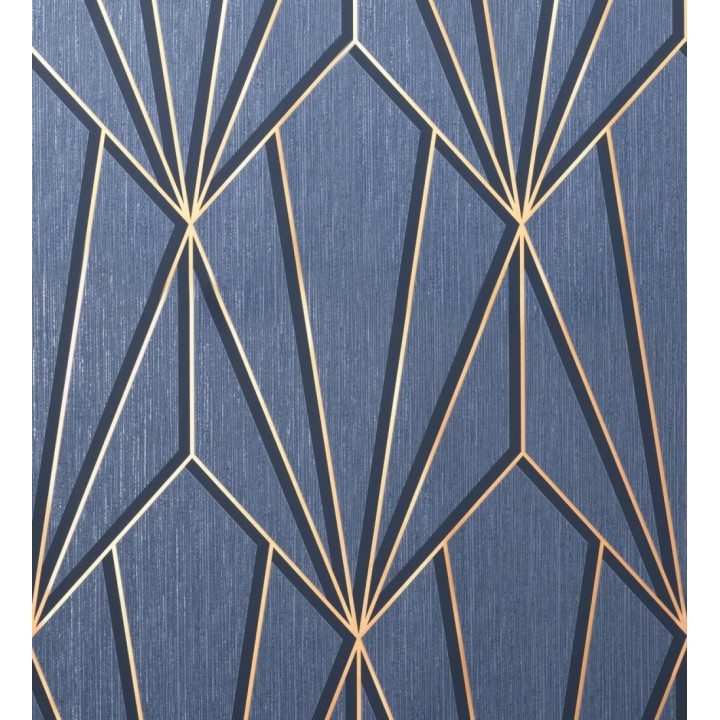 Papel pintado geométrico con líneas metalizadas estilo Art Decó - Cartier Lines 681296