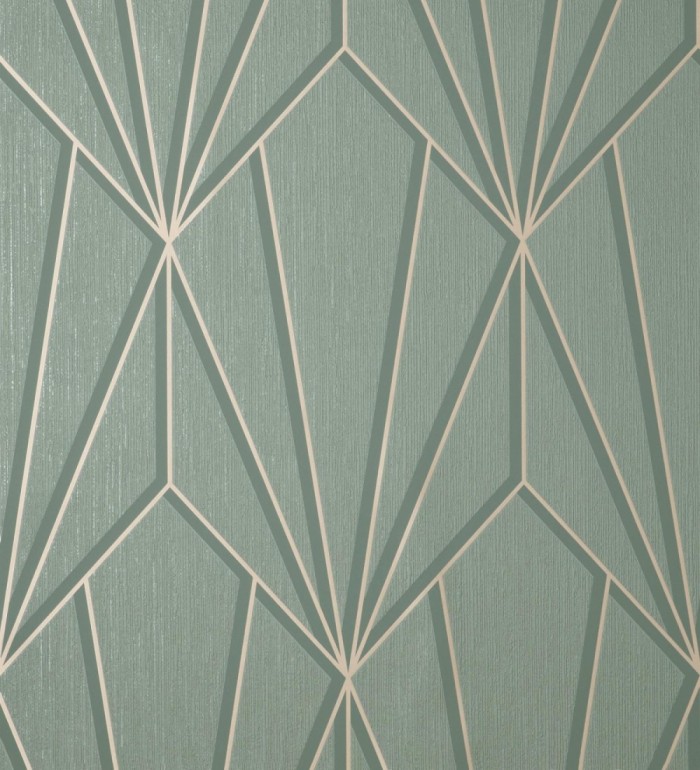 Papel pintado geométrico con líneas metalizadas estilo Art Decó - Cartier Lines 681297