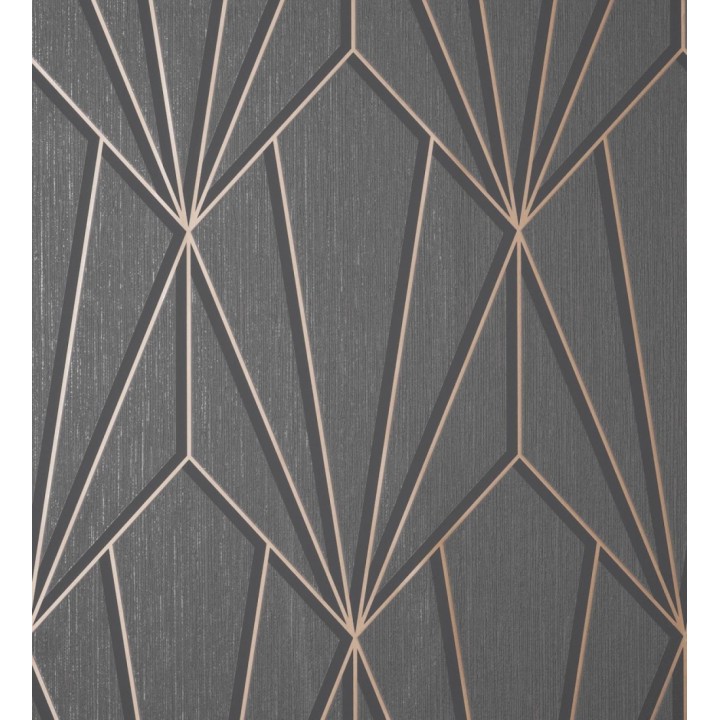 Papel pintado geométrico con líneas metalizadas estilo Art Decó - Cartier Lines 681298