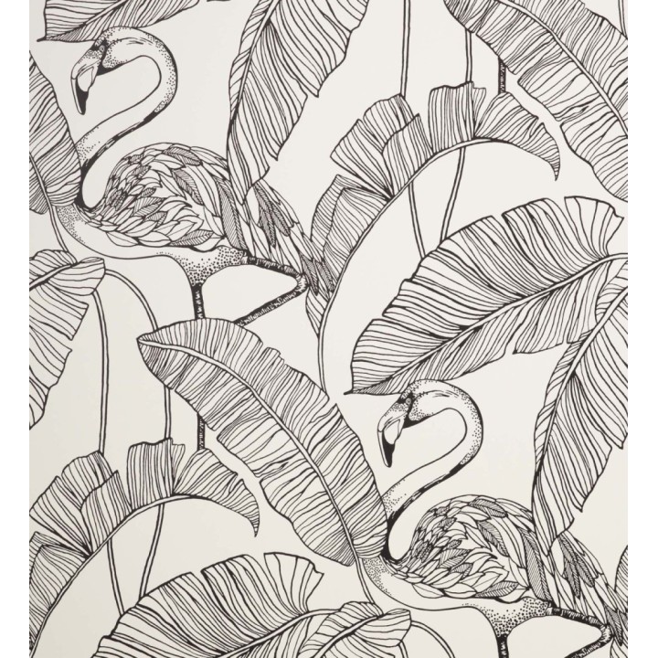Papel pintado hojas tropicales negro y blanco - Luxury Flamand 681299