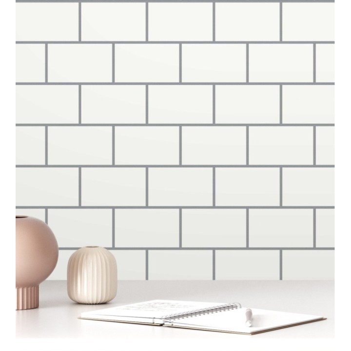 Papel pintado dibujo de azulejos con líneas metalizadas estilo Art Decó - Last Station 681308