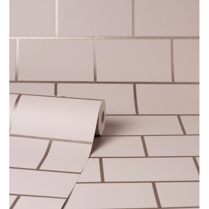 Papel pintado dibujo de azulejos con líneas metalizadas estilo Art Decó - Last Station 681309