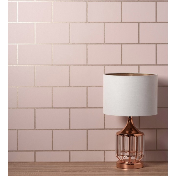 Papel pintado dibujo de azulejos con líneas metalizadas estilo Art Decó - Last Station 681309