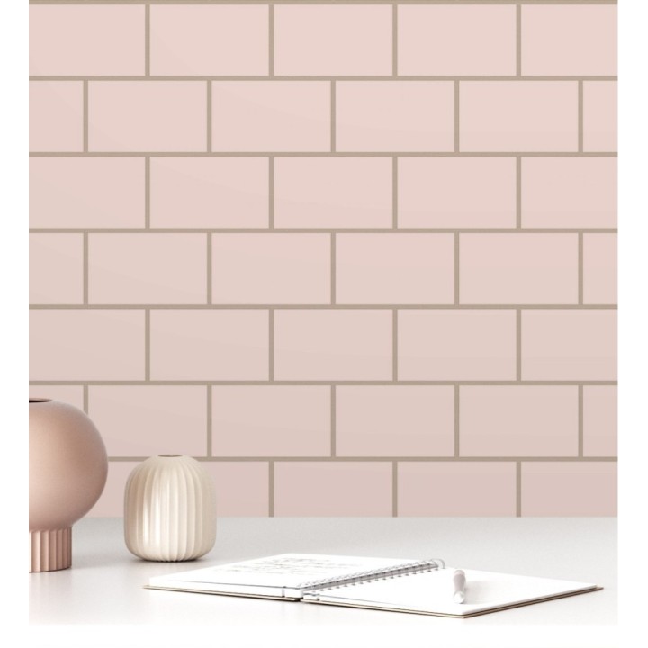 Papel pintado dibujo de azulejos con líneas metalizadas estilo Art Decó - Last Station 681309