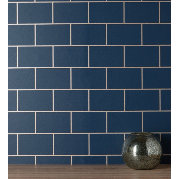 Papel pintado dibujo de azulejos con líneas metalizadas estilo Art Decó - Last Station 681310