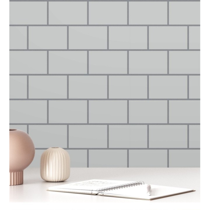 Papel pintado dibujo de azulejos con líneas metalizadas estilo Art Decó - Last Station 681311