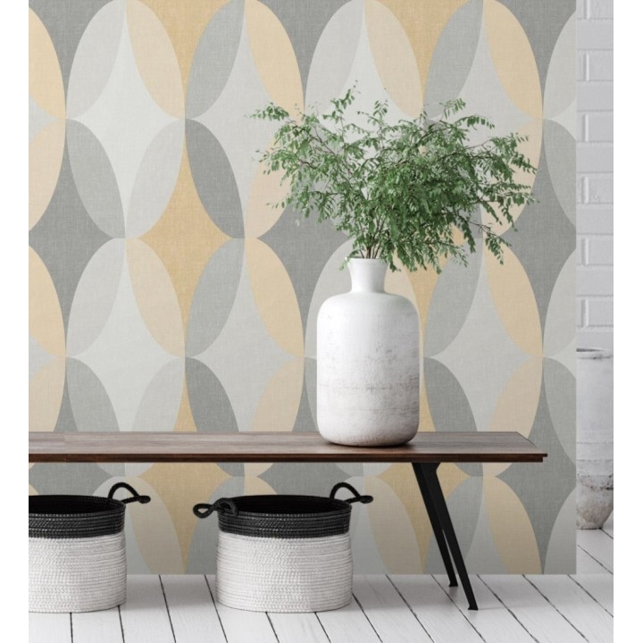 Papel pintado de círculos entrelazados estilo Retro - Oralia 681315