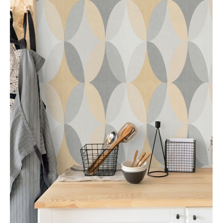 Papel pintado de círculos entrelazados estilo Retro - Oralia 681315