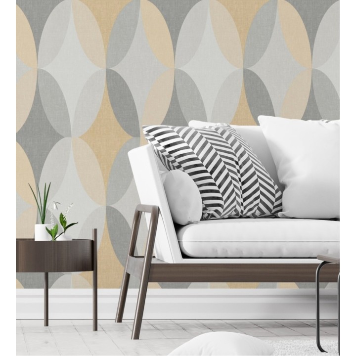 Papel pintado de círculos entrelazados estilo Retro - Oralia 681315