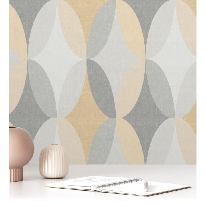 Papel pintado de círculos entrelazados estilo Retro - Oralia 681315