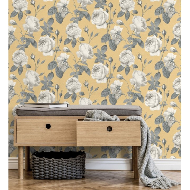 Papel pintado flores románticas estilo vintage - Marietta 681320