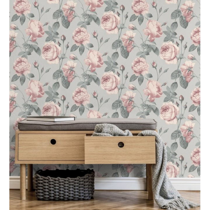 Papel pintado flores románticas estilo vintage - Marietta 681321