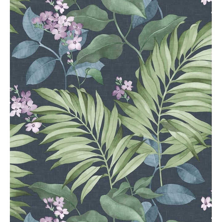 Papel pintado hojas tropicales con flores románticas - Nayarit Flowers 681323