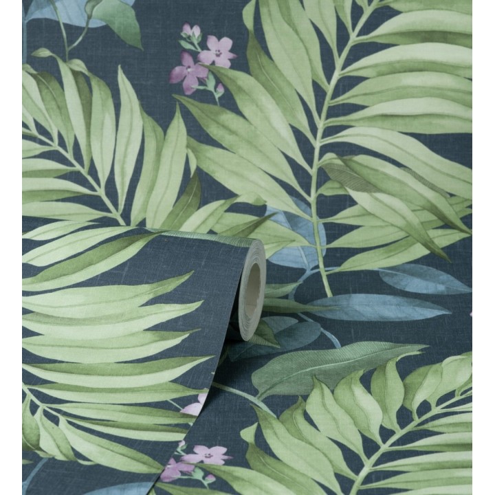 Papel pintado hojas tropicales con flores románticas - Nayarit Flowers 681323