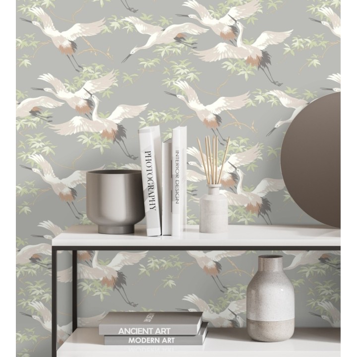 Papel pintado de garzas reales  estilo oriental - Mandarin Birds 681331