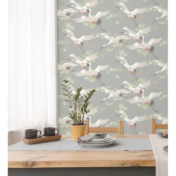 Papel pintado de garzas reales  estilo oriental - Mandarin Birds 681331