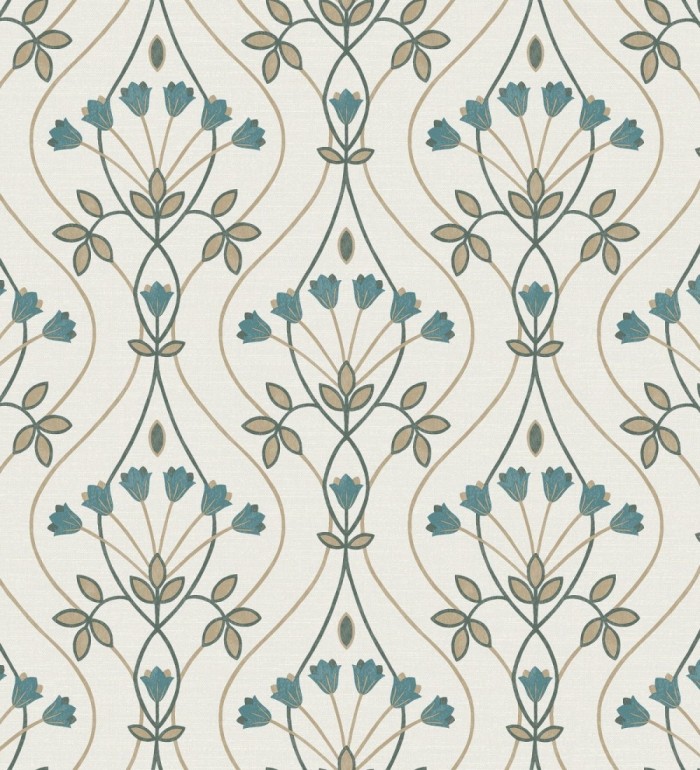 Papel pintado damasco de ramilletes de flores - Lorine 681383