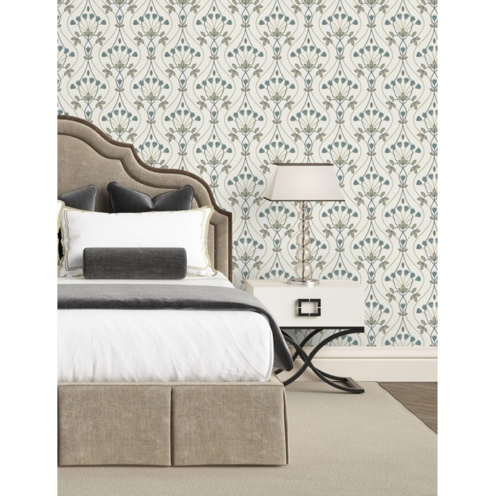 Papel pintado damasco de ramilletes de flores - Lorine 681383