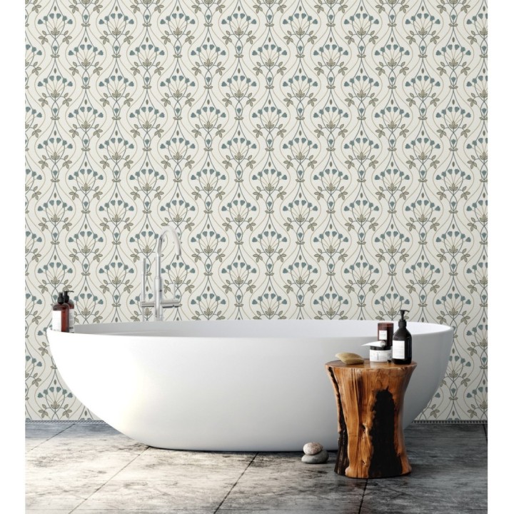 Papel pintado damasco de ramilletes de flores - Lorine 681383