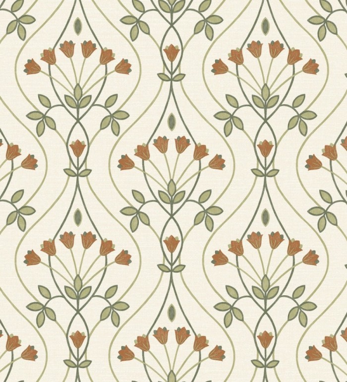 Papel pintado damasco de ramilletes de flores - Lorine 681384