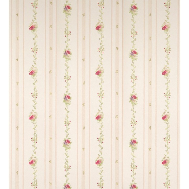 Papel pintado rayas y flores románticas estilo vintage - Villa Adriana 121232