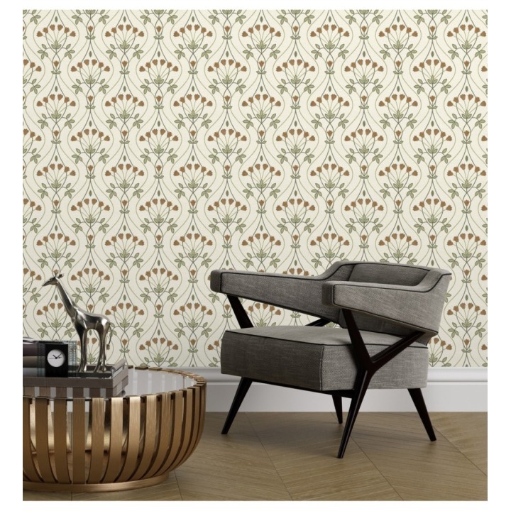 Papel pintado damasco de ramilletes de flores - Lorine 681384