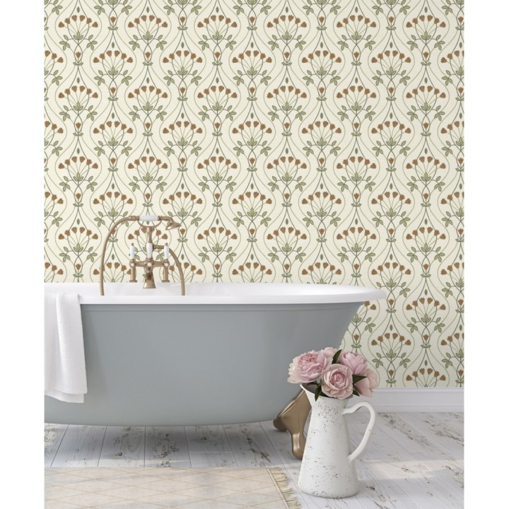 Papel pintado damasco de ramilletes de flores - Lorine 681384