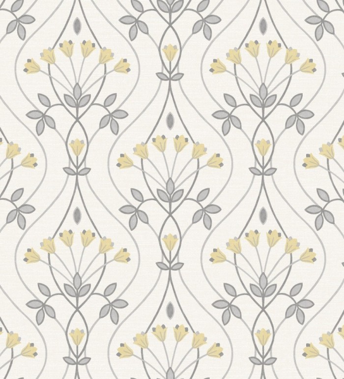 Papel pintado damasco de ramilletes de flores - Lorine 681385