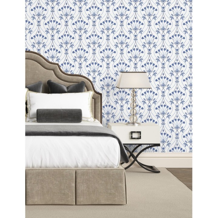 Papel pintado damasco de ramilletes de flores - Lorine 681386