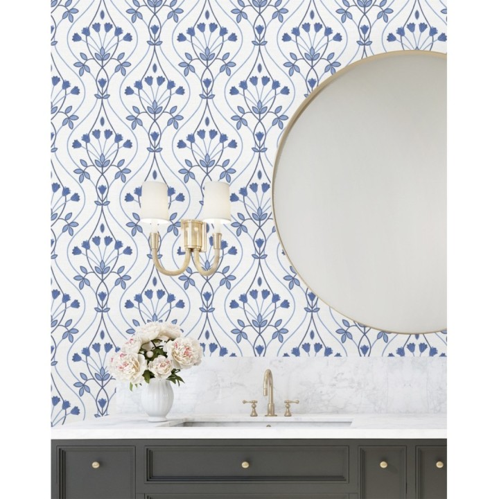 Papel pintado damasco de ramilletes de flores - Lorine 681386