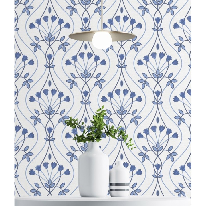 Papel pintado damasco de ramilletes de flores - Lorine 681386