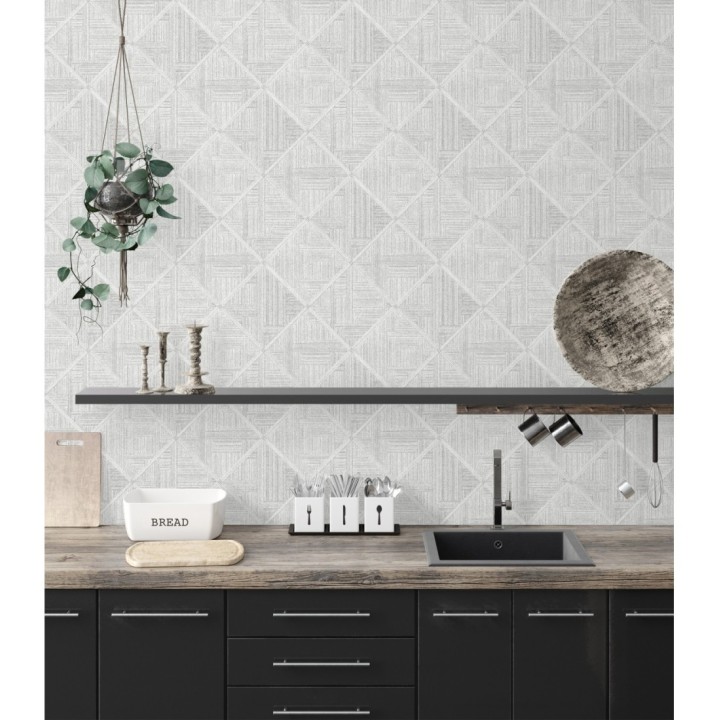 Papel pintado de rombos imitación tela - Scott Rhombus 681410