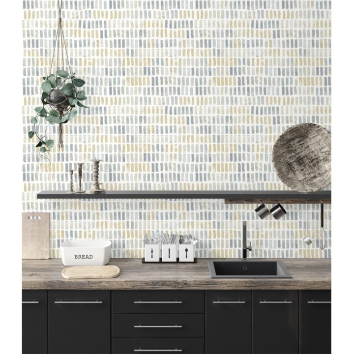 Papel pintado acuarelas de color efecto pequeño azulejos de paves - Neville 681423