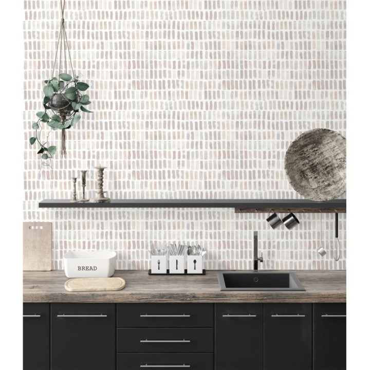 Papel pintado acuarelas de color efecto pequeño azulejos de paves - Neville 681424