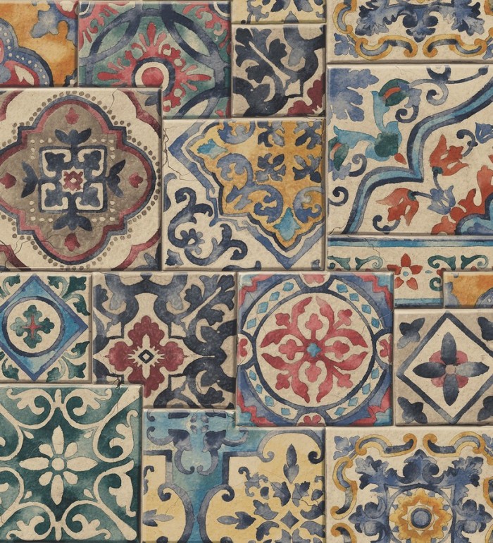 Papel pintado azulejos sevillanos estilo arabesco - Casablanca 121268