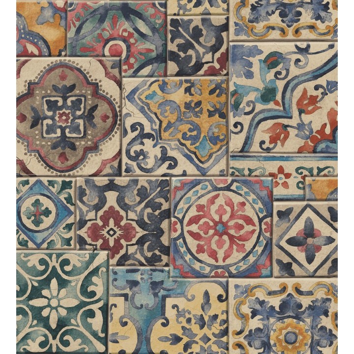 Papel pintado azulejos sevillanos estilo arabesco - Casablanca 121268