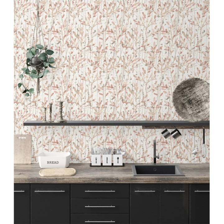 Papel pintado moderno de hojas artísticas - Amy Leaf 681439