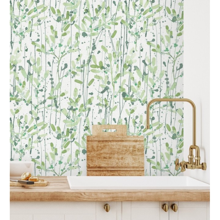 Papel pintado moderno de hojas artísticas - Amy Leaf 681441