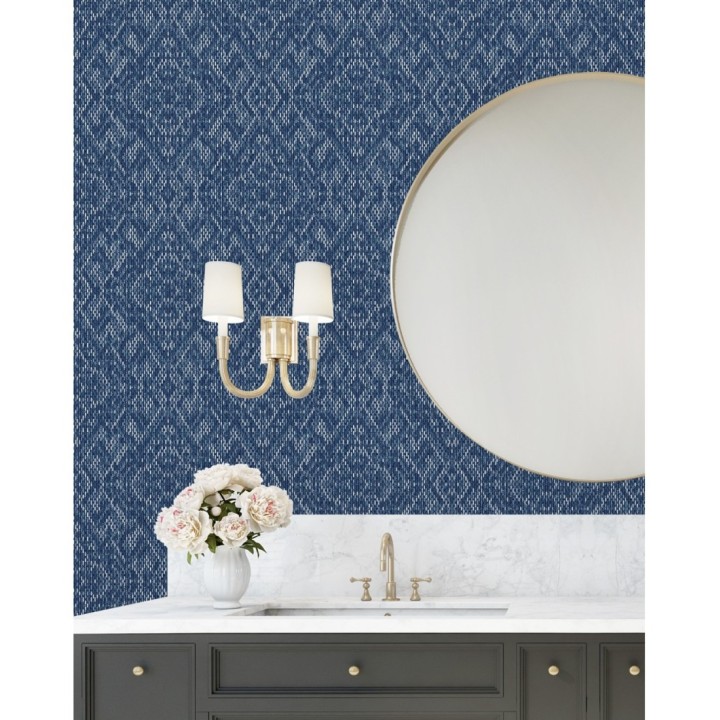 Papel pintado damasco geométrico efecto trama textil - Bixby 681442