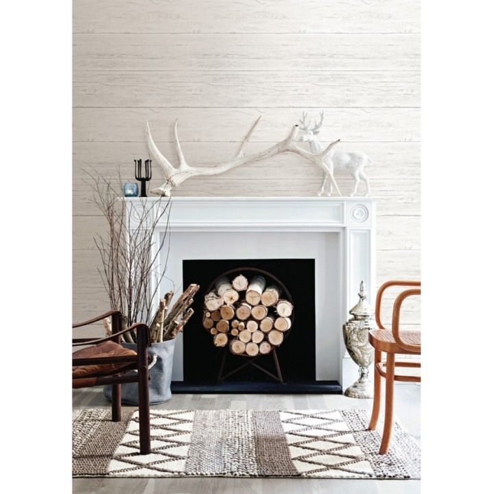 Papel pintado listones de madera estilo Shabby Chic - Figueira 121273