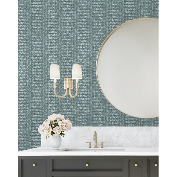 Papel pintado damasco geométrico efecto trama textil - Bixby 681443