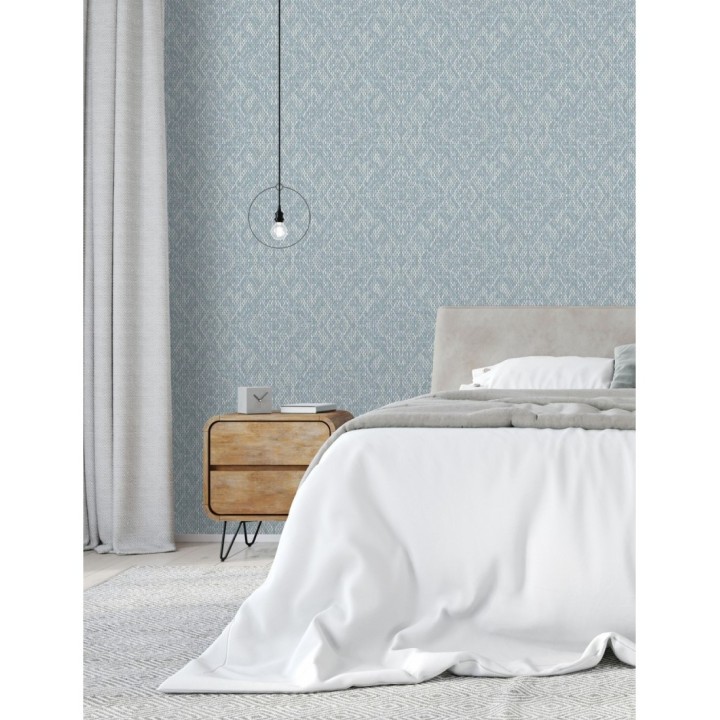 Papel pintado damasco geométrico efecto trama textil - Bixby 681444