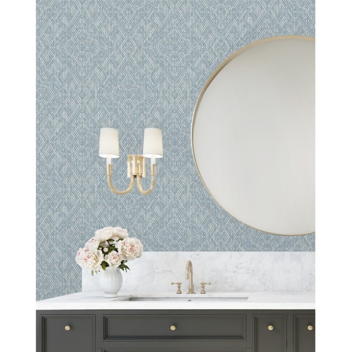 Papel pintado damasco geométrico efecto trama textil - Bixby 681444