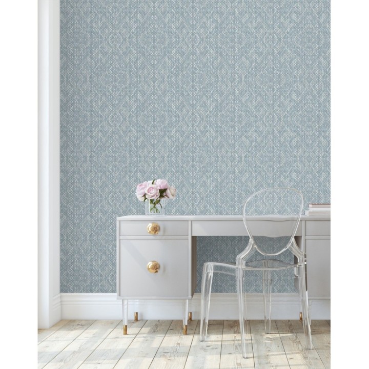 Papel pintado damasco geométrico efecto trama textil - Bixby 681444