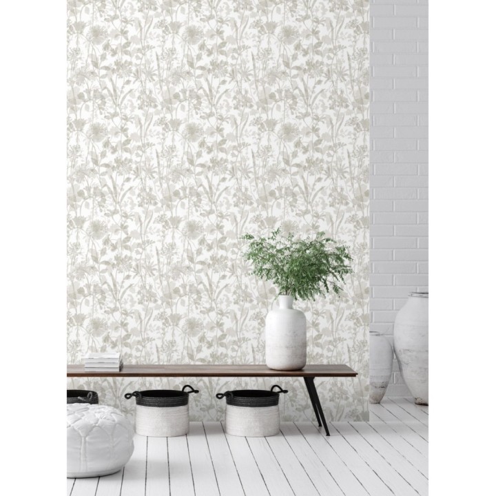 Papel pintado de silueta de flores y sombras - Aspen Garden 681459
