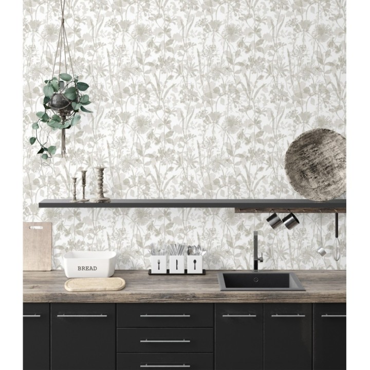 Papel pintado de silueta de flores y sombras - Aspen Garden 681459