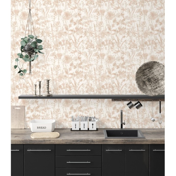 Papel pintado de silueta de flores y sombras - Aspen Garden 681460